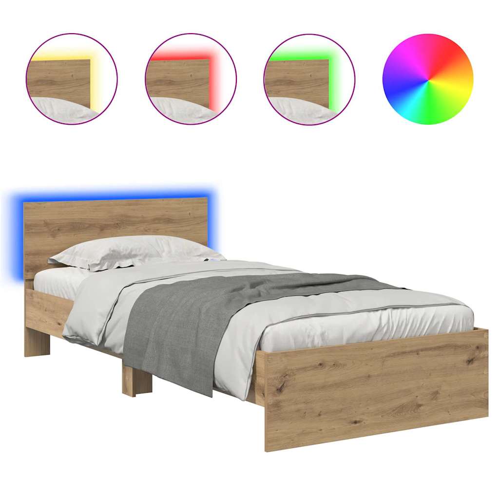 Struttura del letto con testiera-Giroletto con Testiera Rovere artigianale 90 x 190 cm 726194