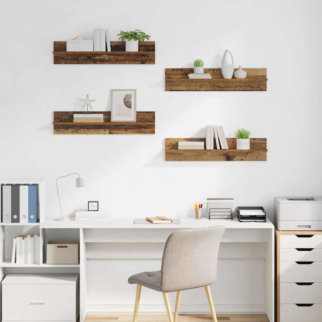 Scaffali da parete 4 pcs Legno vecchio 80 x 11,5 x 18 cm 886230