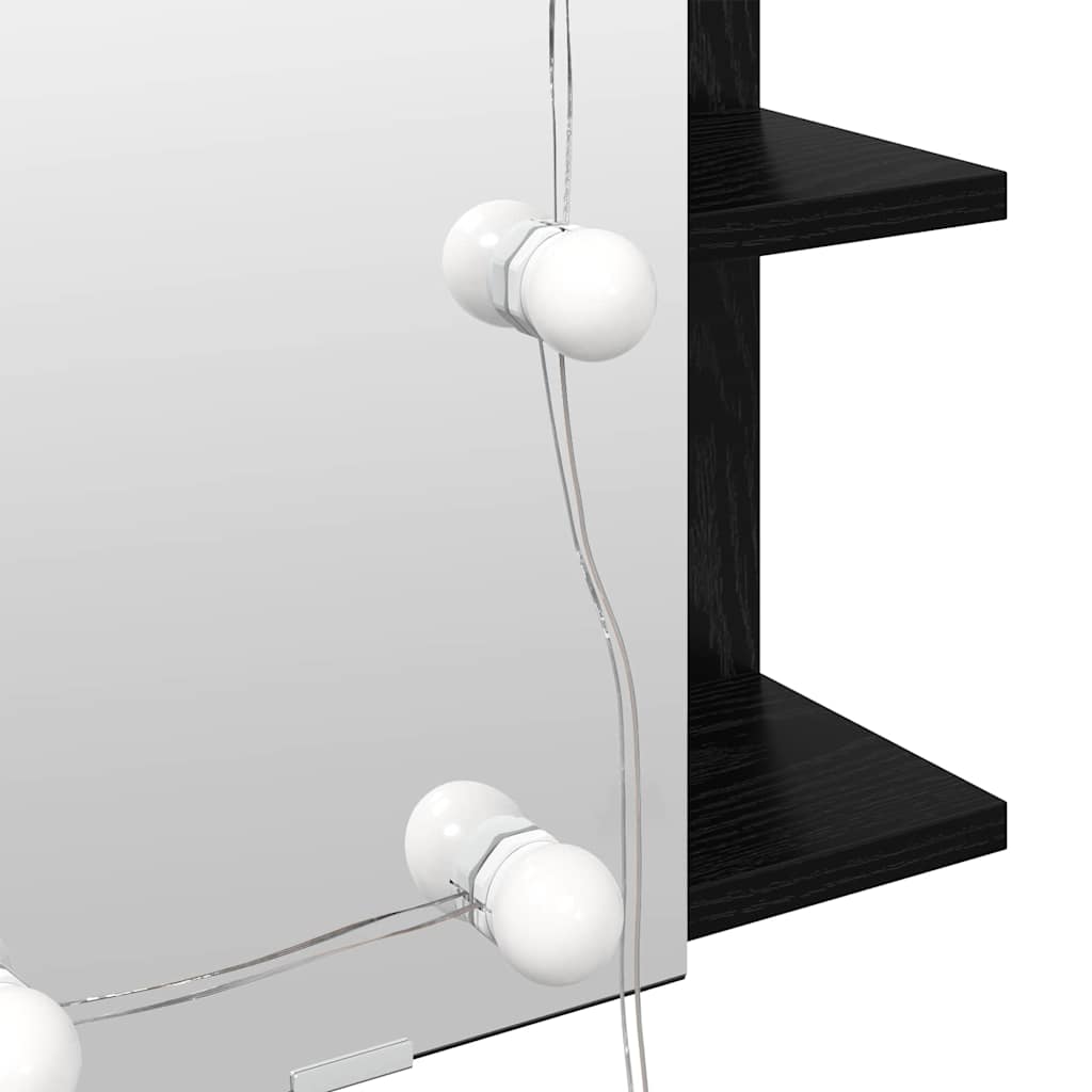 Mobiletto per specchio-Mensola con Specchio Rovere Nero 70 x 16,5 x 60 cm