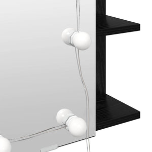 Mobiletto per specchio-Mensola con Specchio Rovere Nero 70 x 16,5 x 60 cm