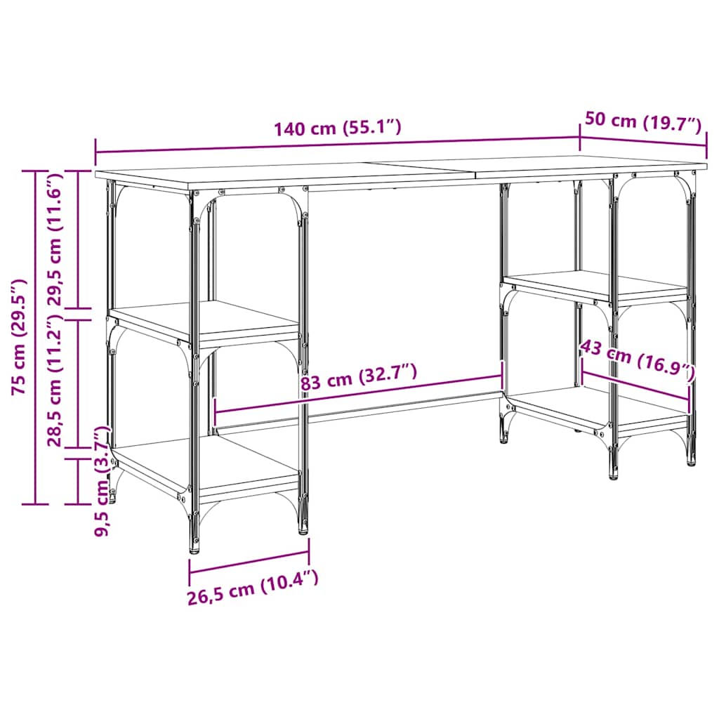 Scrivania Legno vecchio 140 x 50 x 75 cm Legno multistrato 886268