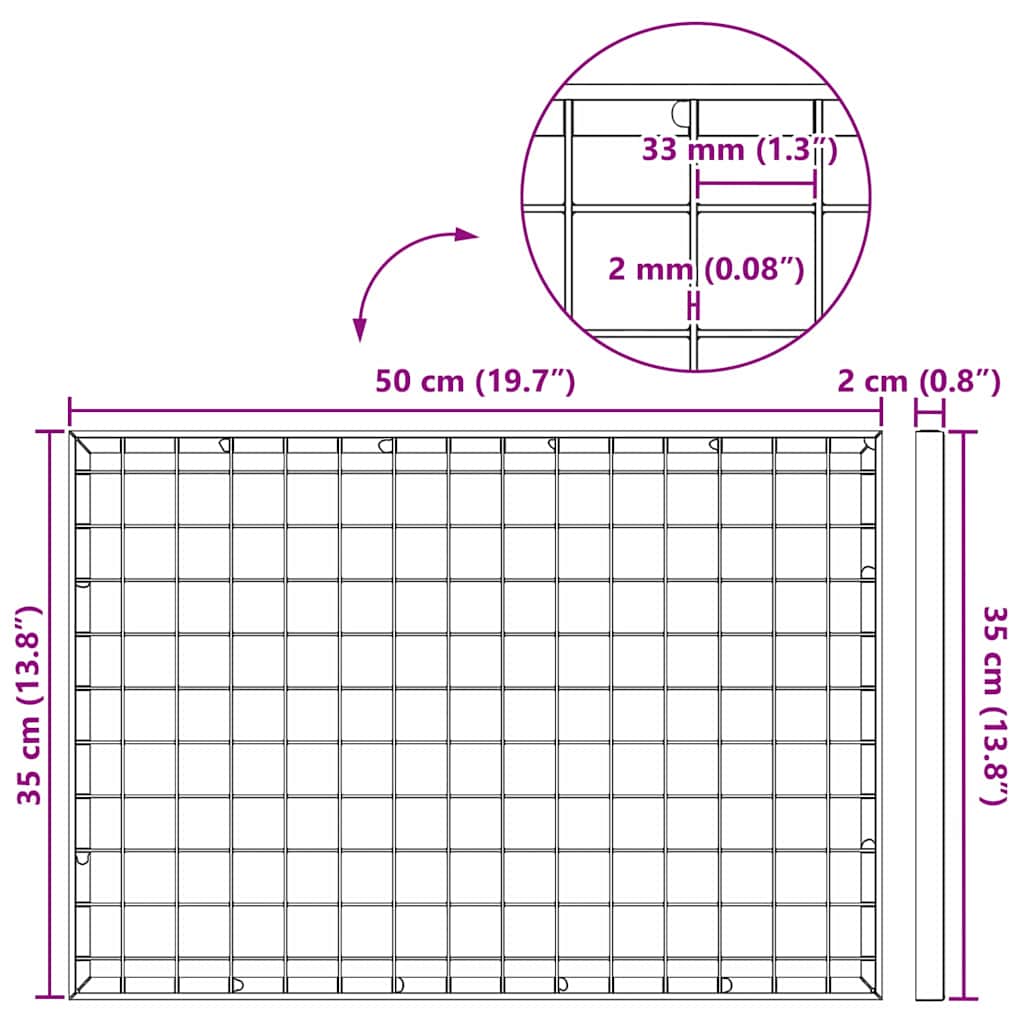 Grata Argento 50 x 35 x 2 cm Acciaio Zincato a Caldo 42018651
