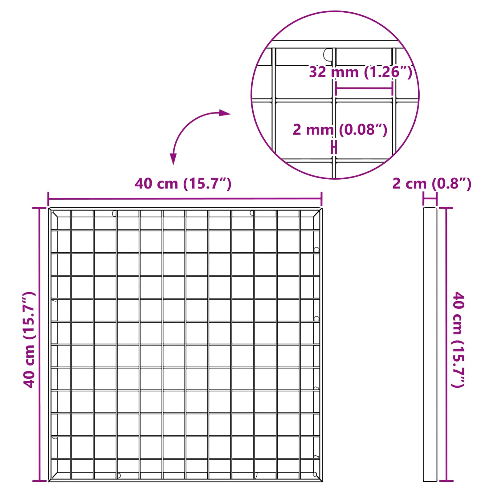 Grata Argento 40 x 40 x 2 cm Acciaio Zincato a Caldo 42018652