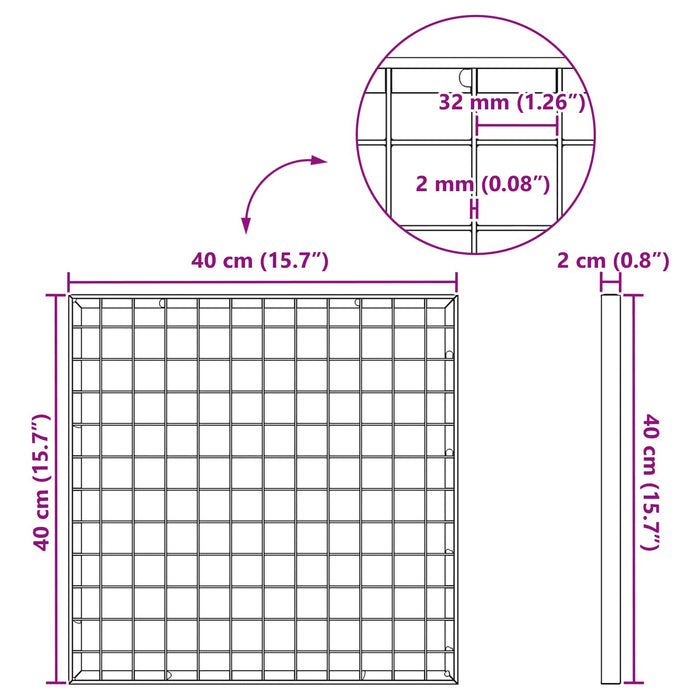 Grata Argento 40 x 40 x 2 cm Acciaio Zincato a Caldo 42018652