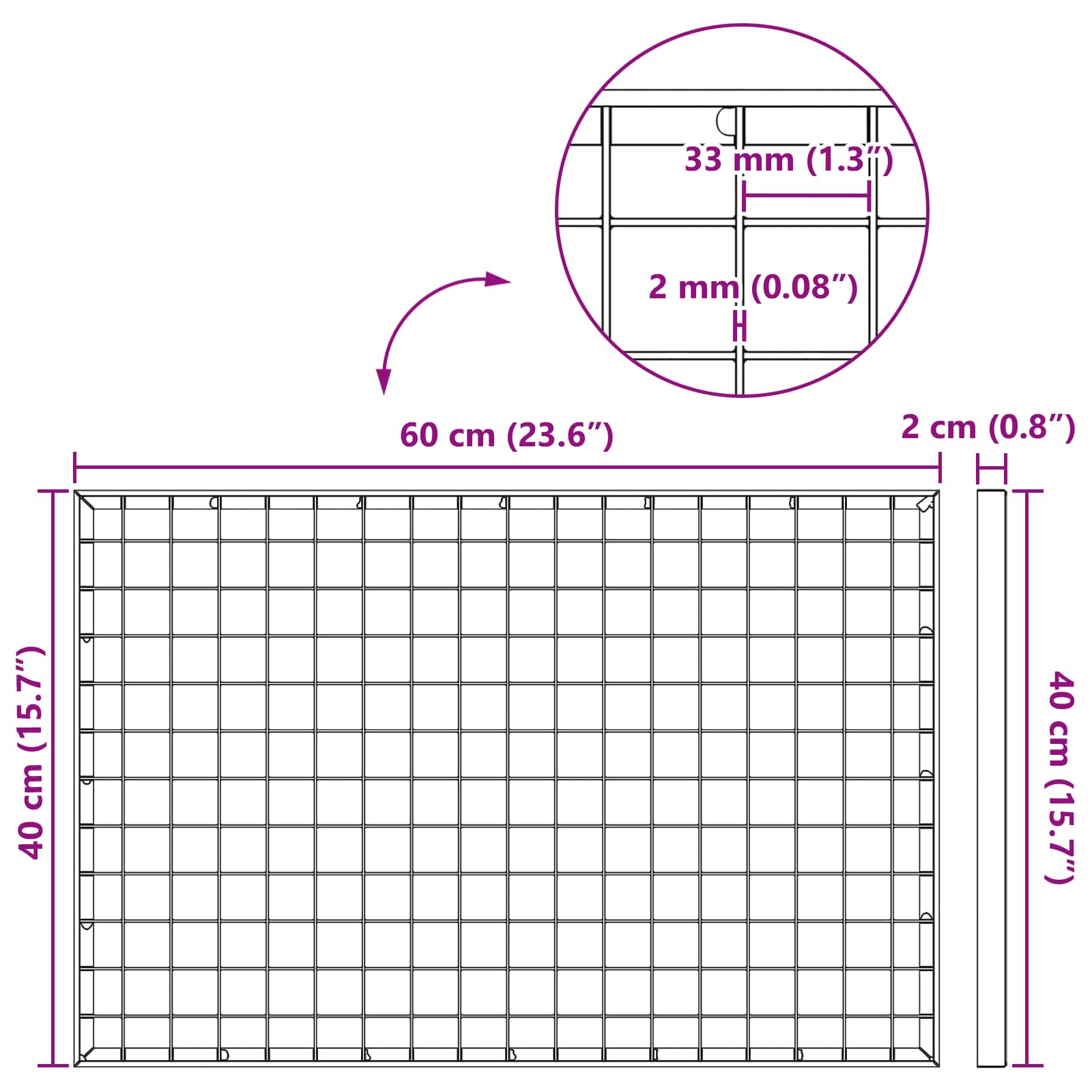 Grata Argento 60 x 40 x 2 cm Acciaio Zincato a Caldo 42018653