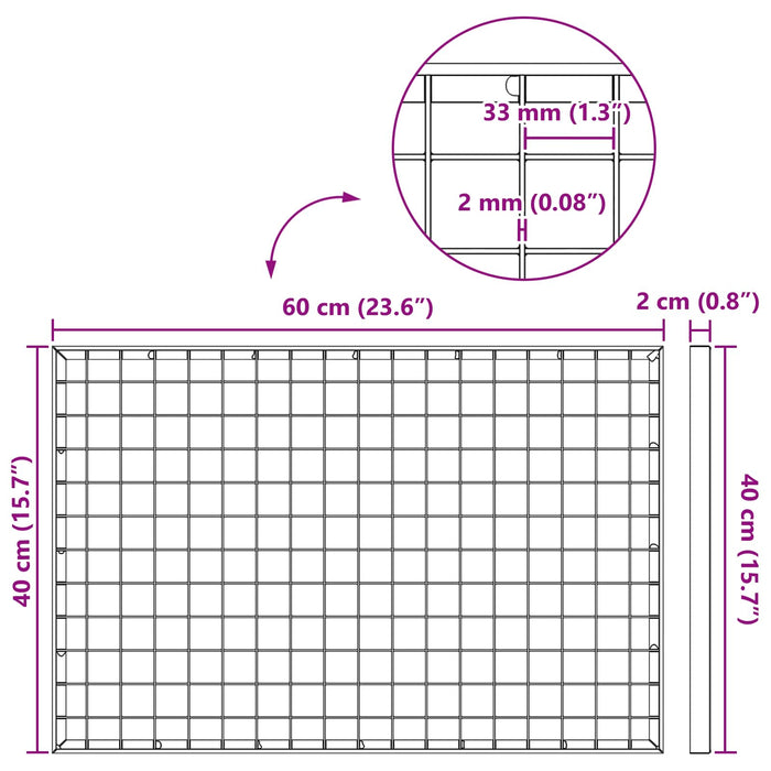 Grata Argento 60 x 40 x 2 cm Acciaio Zincato a Caldo 42018653