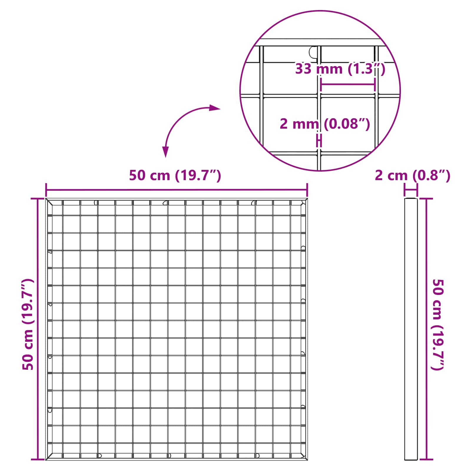Grata Argento 50 x 50 x 2 cm Acciaio Zincato a Caldo 42018655
