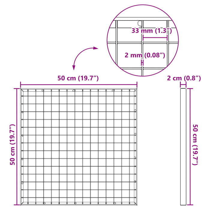 Grata Argento 50 x 50 x 2 cm Acciaio Zincato a Caldo 42018655