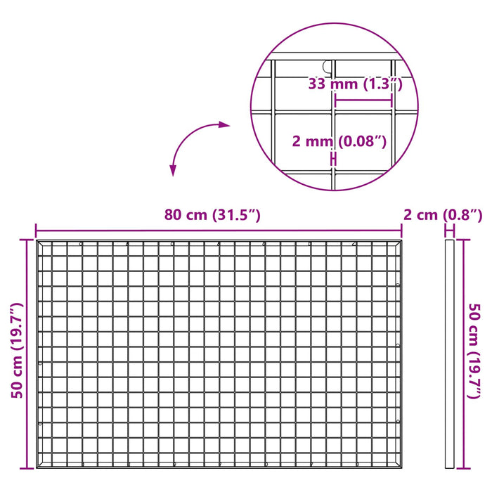 Grata Argento 80 x 50 x 2 cm Acciaio Zincato a Caldo 42018656