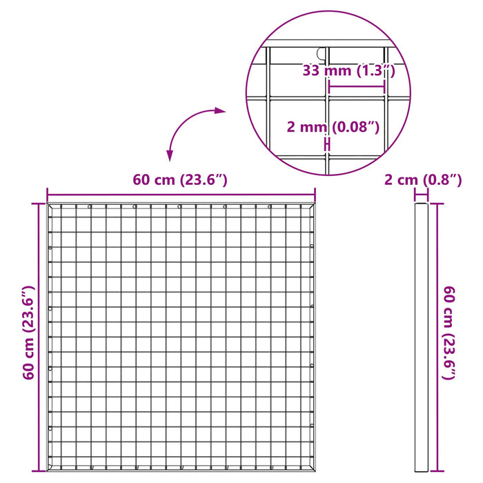 Grata Argento 60 x 60 x 2 cm Acciaio Zincato a Caldo 42018658