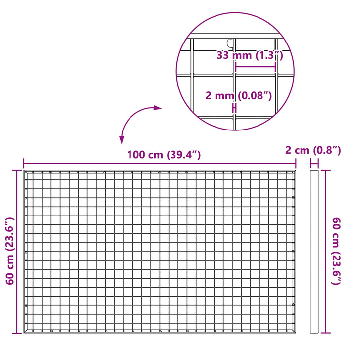 Grata Argento 100 x 60 x 2 cm Acciaio Zincato a Caldo 42018659