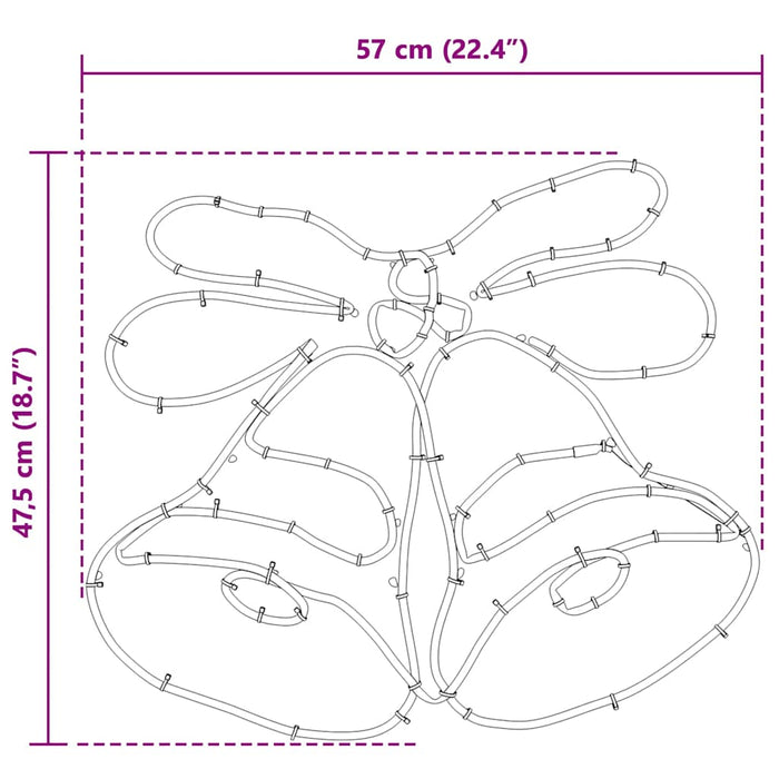 Campana di Natale con 144 LED Multicolore 56 x 46 cm PVC 42018957