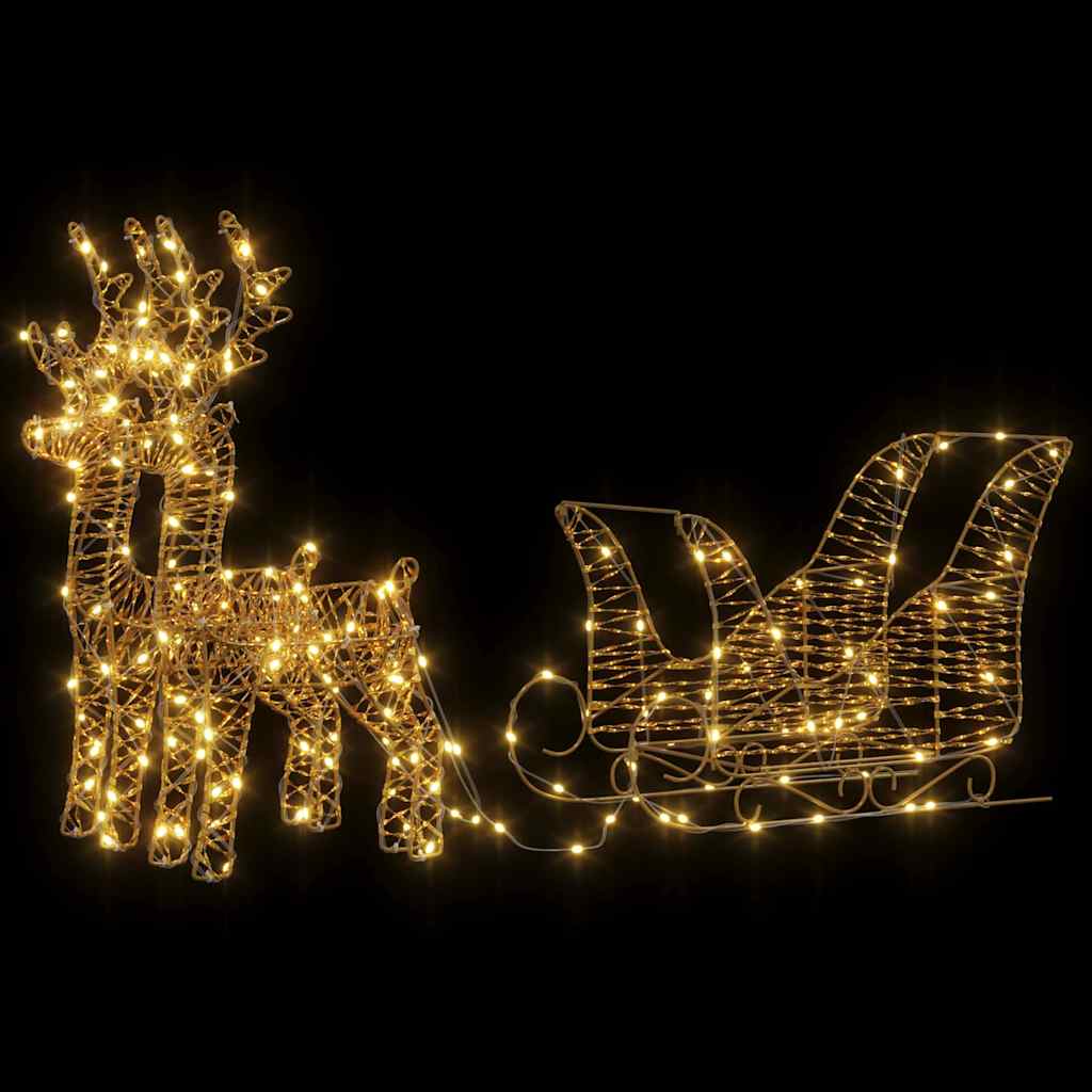 Slitta trainata da renna Bianco caldo 30 x 12 x 55 cm PET 42018971