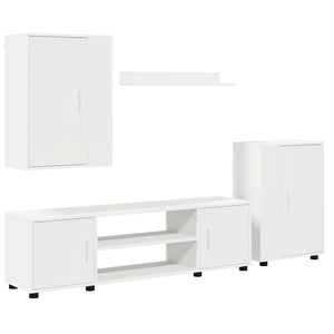 Set mobile TV Montaggio a parete 4 pz-Credenza per TV Bianco Legno multistrato
