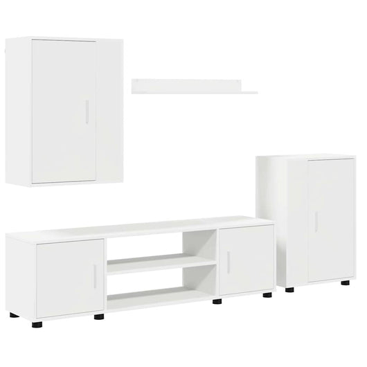 Set mobile TV Montaggio a parete 4 pz-Credenza per TV Bianco Legno multistrato