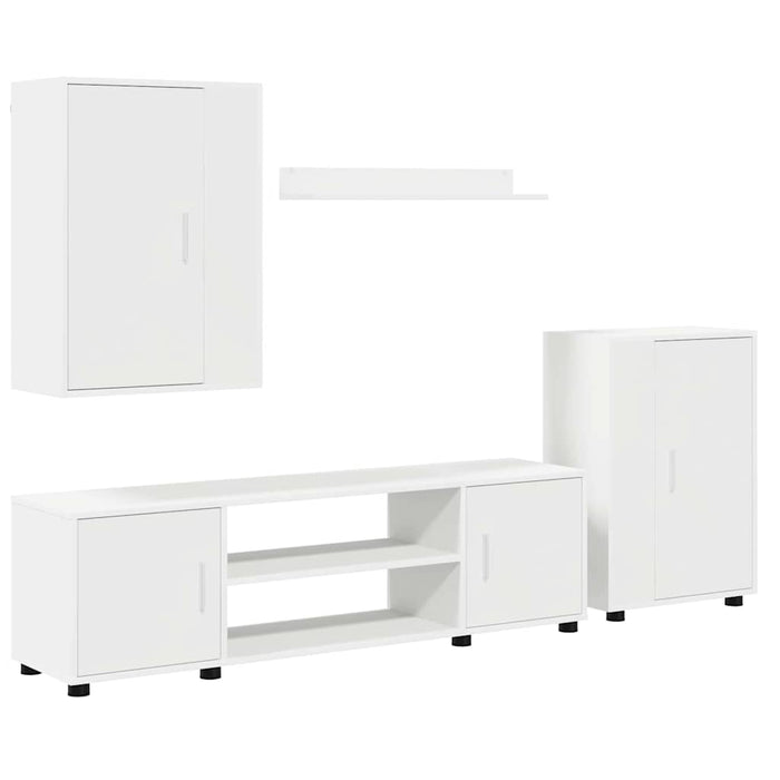 Set mobile TV Montaggio a parete 4 pz-Credenza per TV Bianco Legno multistrato