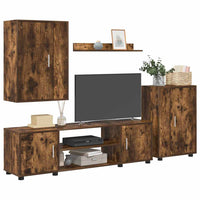 Set mobile TV 4 pz-Set di 4 Credenza per TV Rovo affumicato Legno multistrato