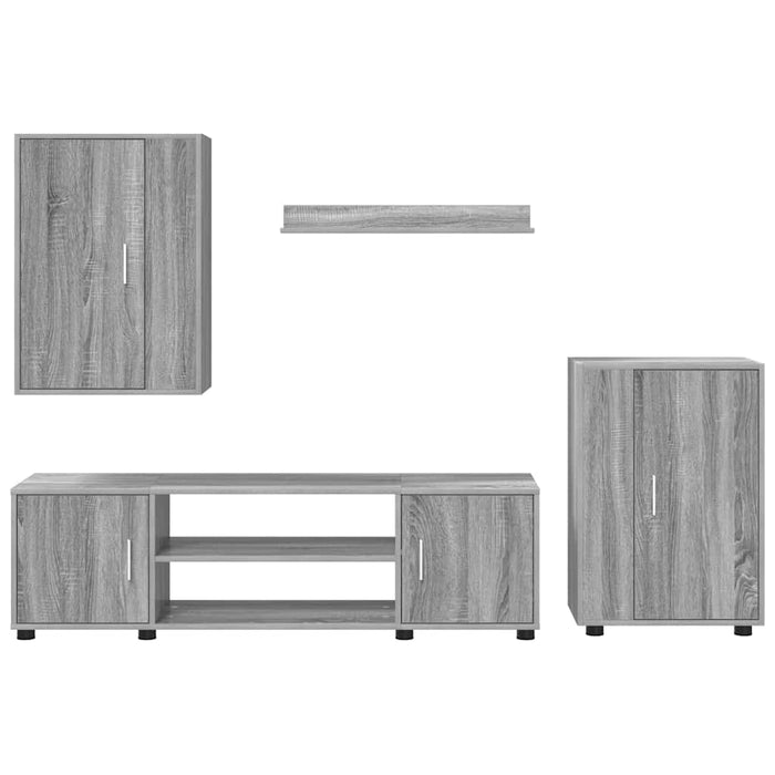 vidaXL Set di mobile TV da 4 pezzi 4 pcs Grigio sonoma