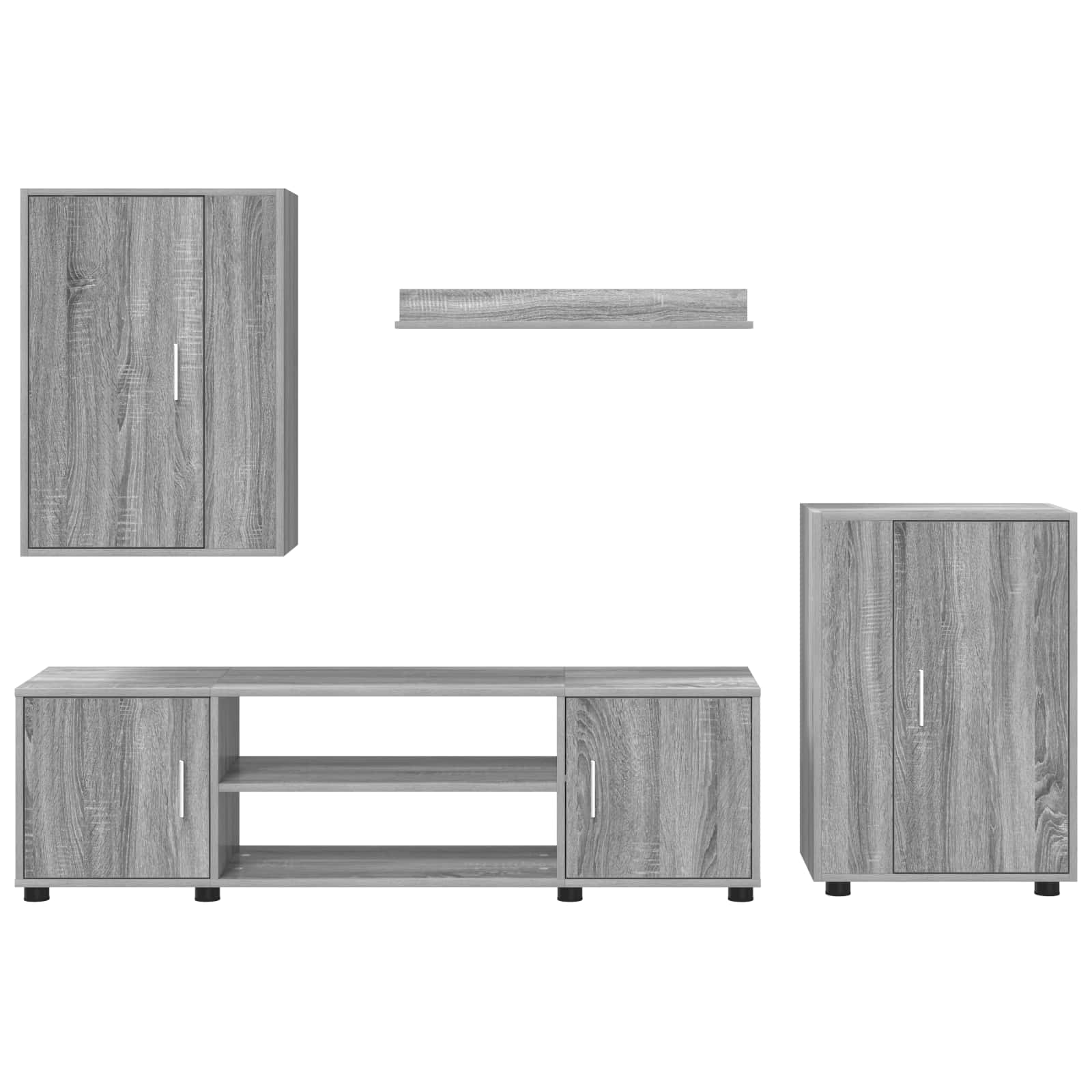 Set mobile TV 4 pcs Grigio Sonoma Legno multistrato 3397901