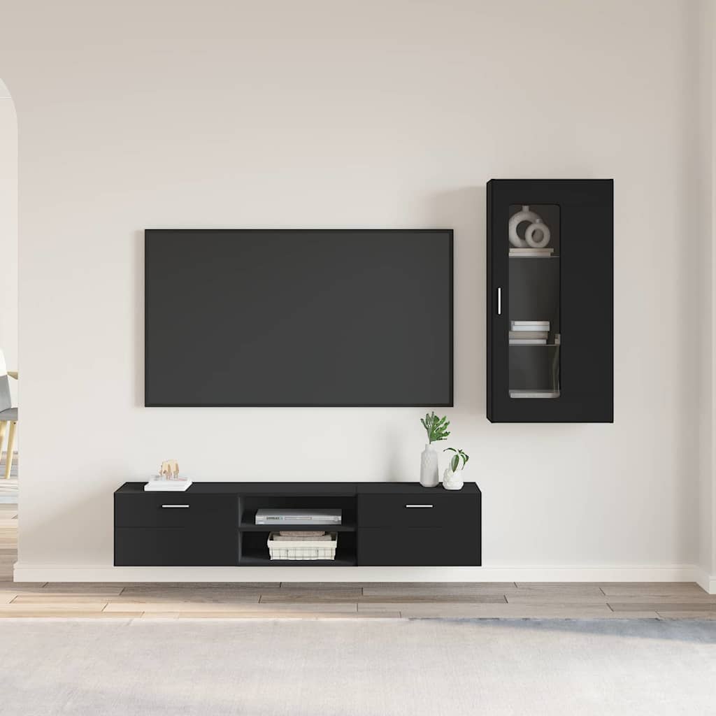 Set mobile TV con cassetto FLORIN Nero Legno multistrato