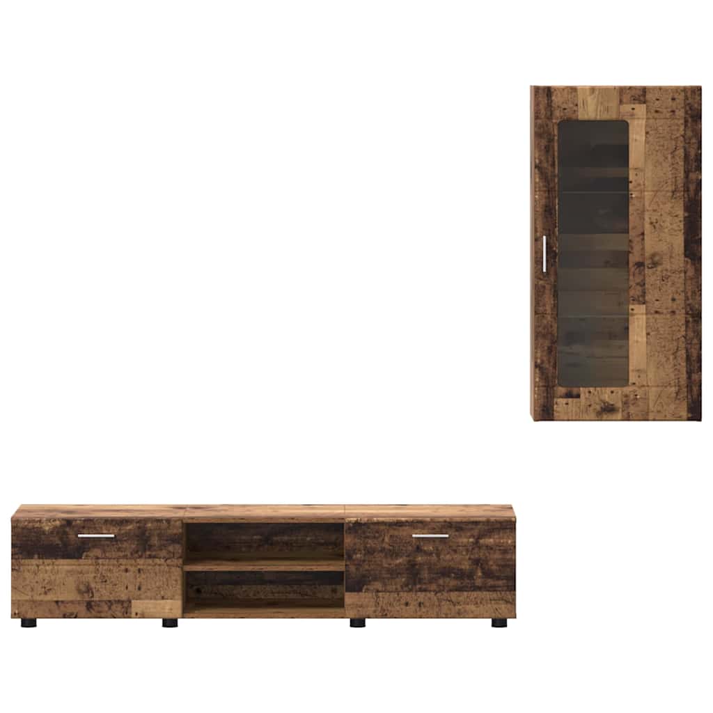 Set mobile TV con cassetto Legno vecchio Legno multistrato 3397932