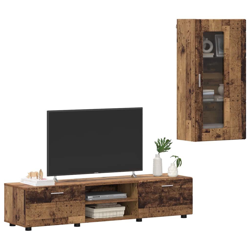 Set mobile TV con cassetto Legno vecchio Legno multistrato 3397932