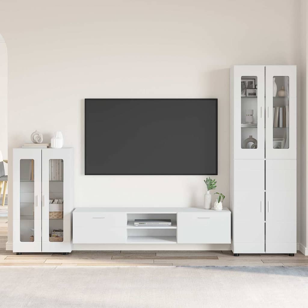 Set mobile TV con cassetto FLORIN Bianco Legno multistrato