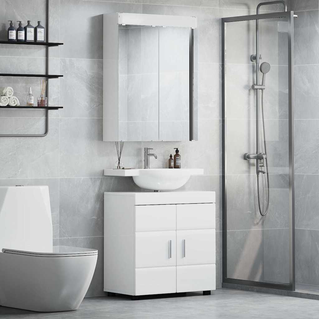 Set di mobili per il bagno con lo scaffale TULUM Bianco Lucido 3398018