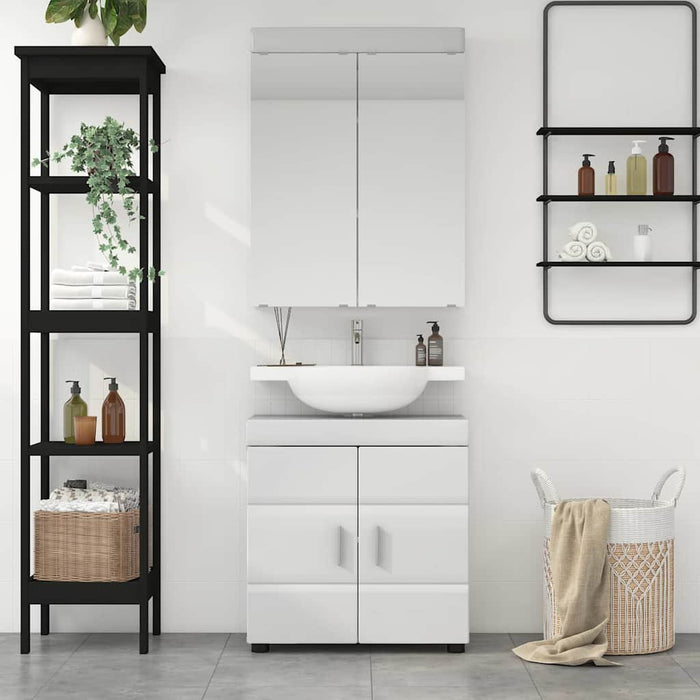 Set di mobili per il bagno con lo scaffale TULUM Bianco Lucido 3398018