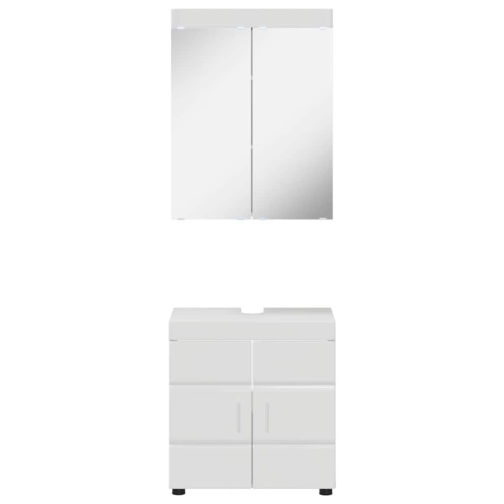 Set di mobili per il bagno con lo scaffale TULUM Bianco Lucido 3398018