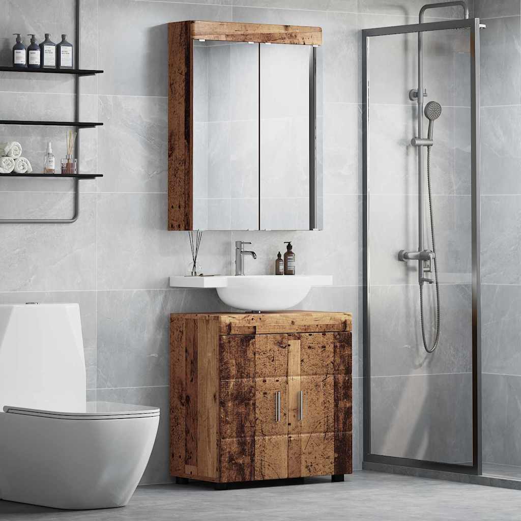Set di mobili per il bagno con lo scaffale TULUM Legno vecchio 3398022