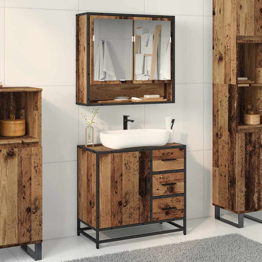 vidaXL Set di mobili per il bagno 2 pcs Legno vecchio 65 x 33 x 60 cm