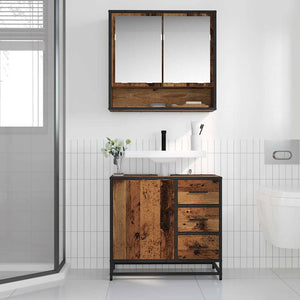 vidaXL Set di mobili per il bagno 2 pcs Legno vecchio 65 x 33 x 60 cm