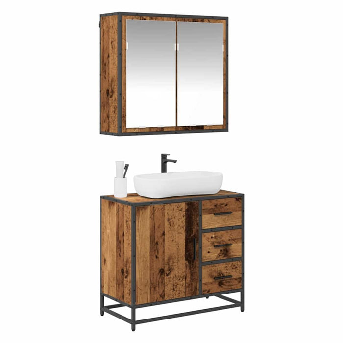 vidaXL Set di mobili per il bagno 2 pcs Legno vecchio 65 x 33 x 60 cm