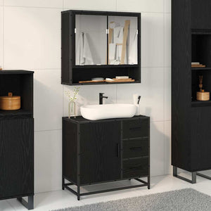 vidaXL Set di mobili per il bagno 2 pcs Rovere nero 65 x 33 x 60 cm