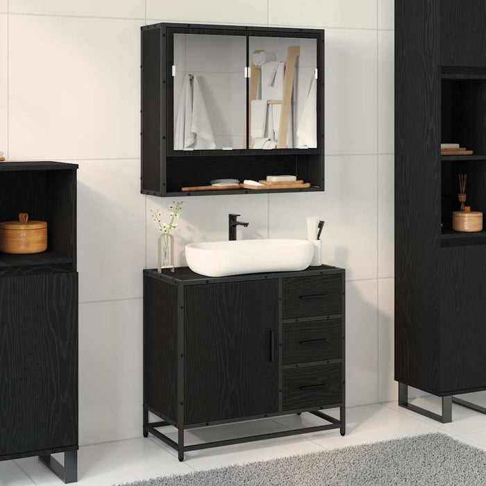 vidaXL Set di mobili per il bagno 2 pcs Rovere nero 65 x 33 x 60 cm