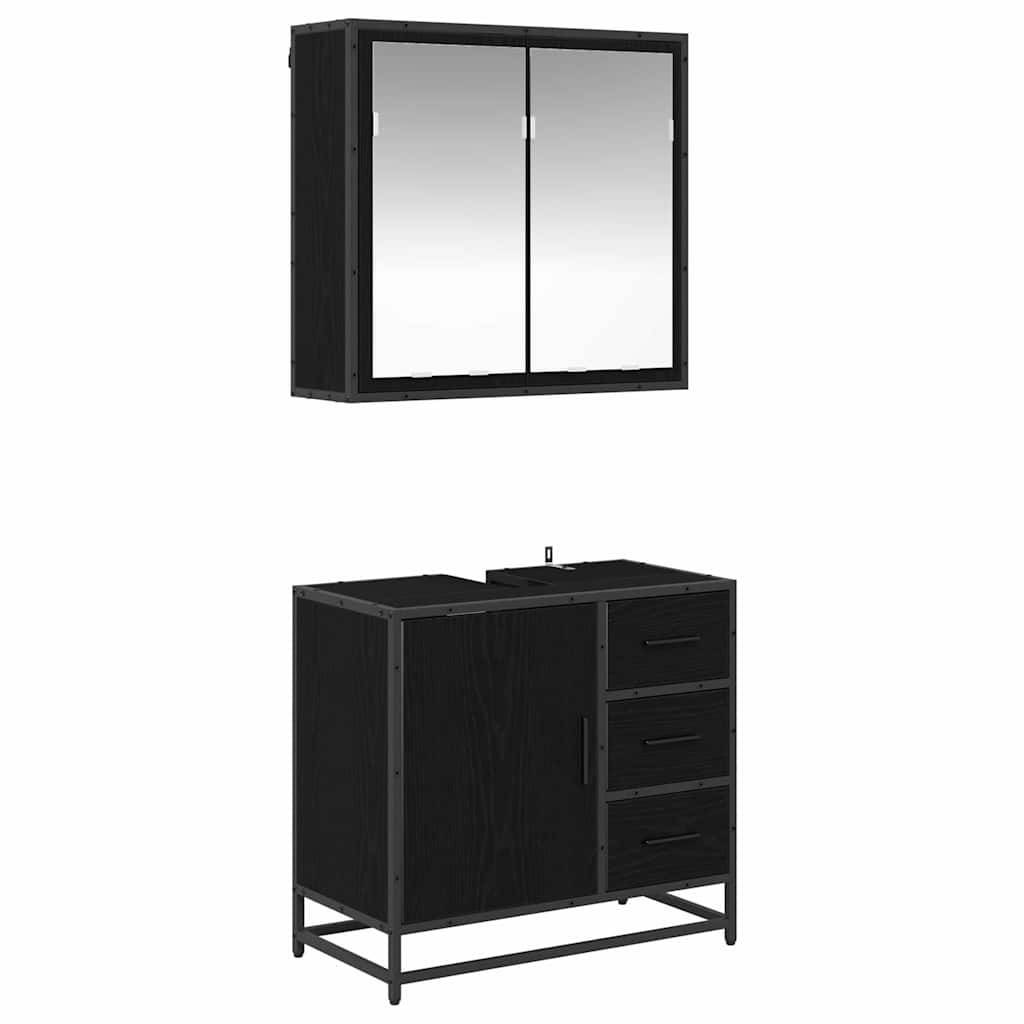 vidaXL Set di mobili per il bagno 2 pcs Rovere nero 65 x 33 x 60 cm