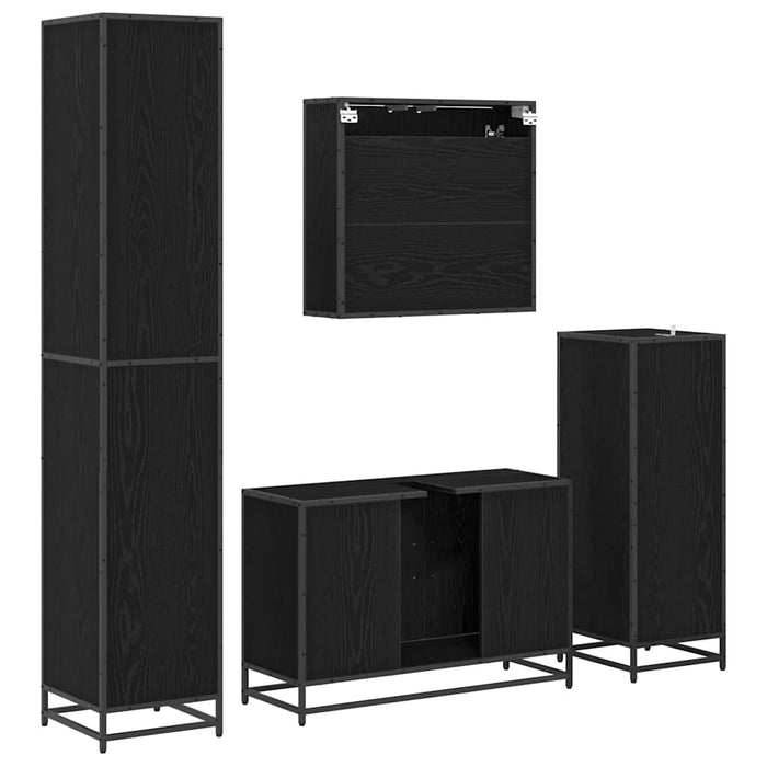 Set di mobili per il bagno 4 pcs Rovere nero 90 x 33 x 60 cm 3402325