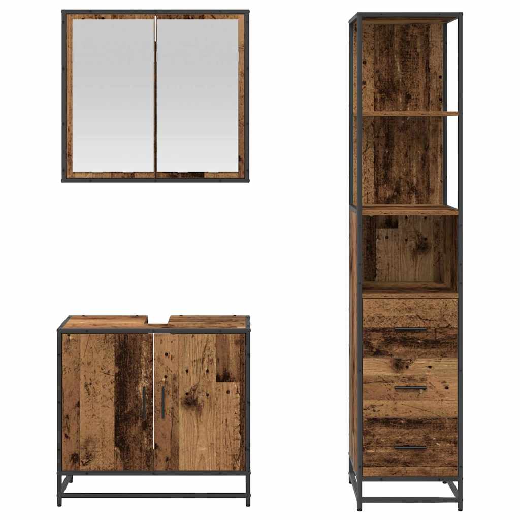 Set di mobili per il bagno 3 pcs Legno vecchio 65 x 33 x 60 cm 3402326