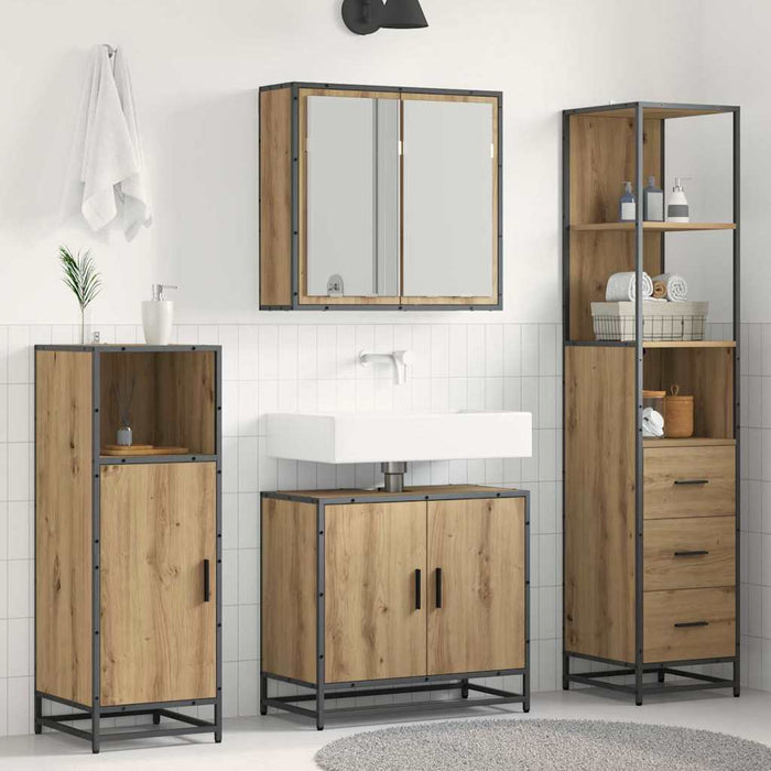 Set di mobili per il bagno con porta 3 pcs rovere artigianale 3402327
