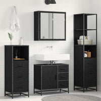 Set di mobili per il bagno 4 pcs Rovere Nero Legno multistrato