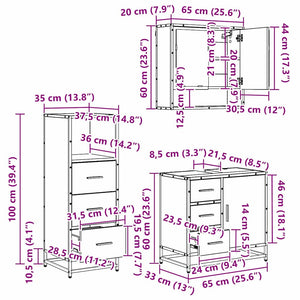 Set di mobili per il bagno 3 pcs Legno vecchio 65 x 33 x 60 cm 3402332