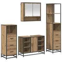 Set di mobili per il bagno con porta 4 pcs rovere artigianale 3402337