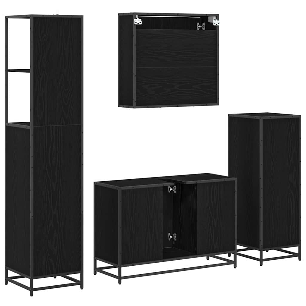 Set di mobili per il bagno 4 pcs Rovere nero 90 x 33 x 60 cm 3402341
