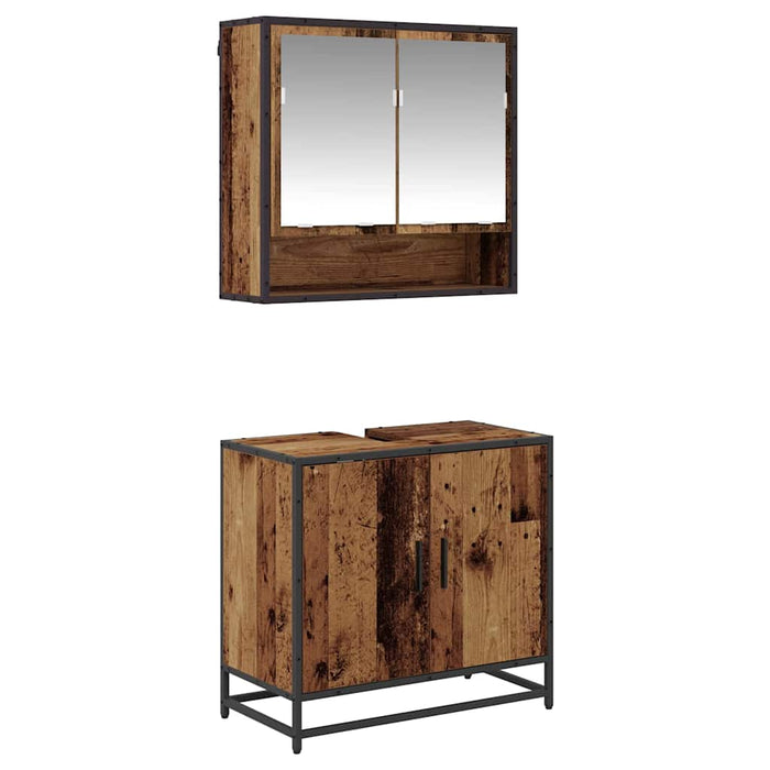 Set di mobili per il bagno con lo scaffale 2 pcs Legno vecchio 3402345