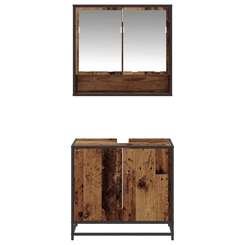 Set di mobili per il bagno con lo scaffale 2 pcs Legno vecchio 3402345