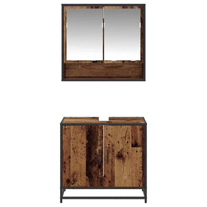Set di mobili per il bagno con lo scaffale 2 pcs Legno vecchio 3402345