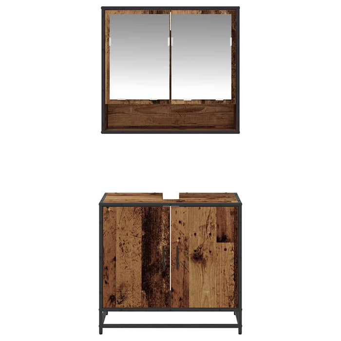 Set di mobili per il bagno con lo scaffale 2 pcs Legno vecchio 3402345