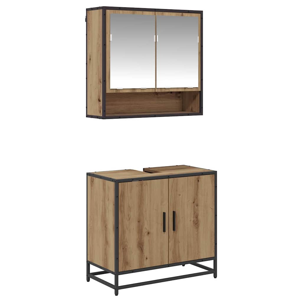 Set di mobili per il bagno con porta 2 pcs Rovere artigianale 3402346