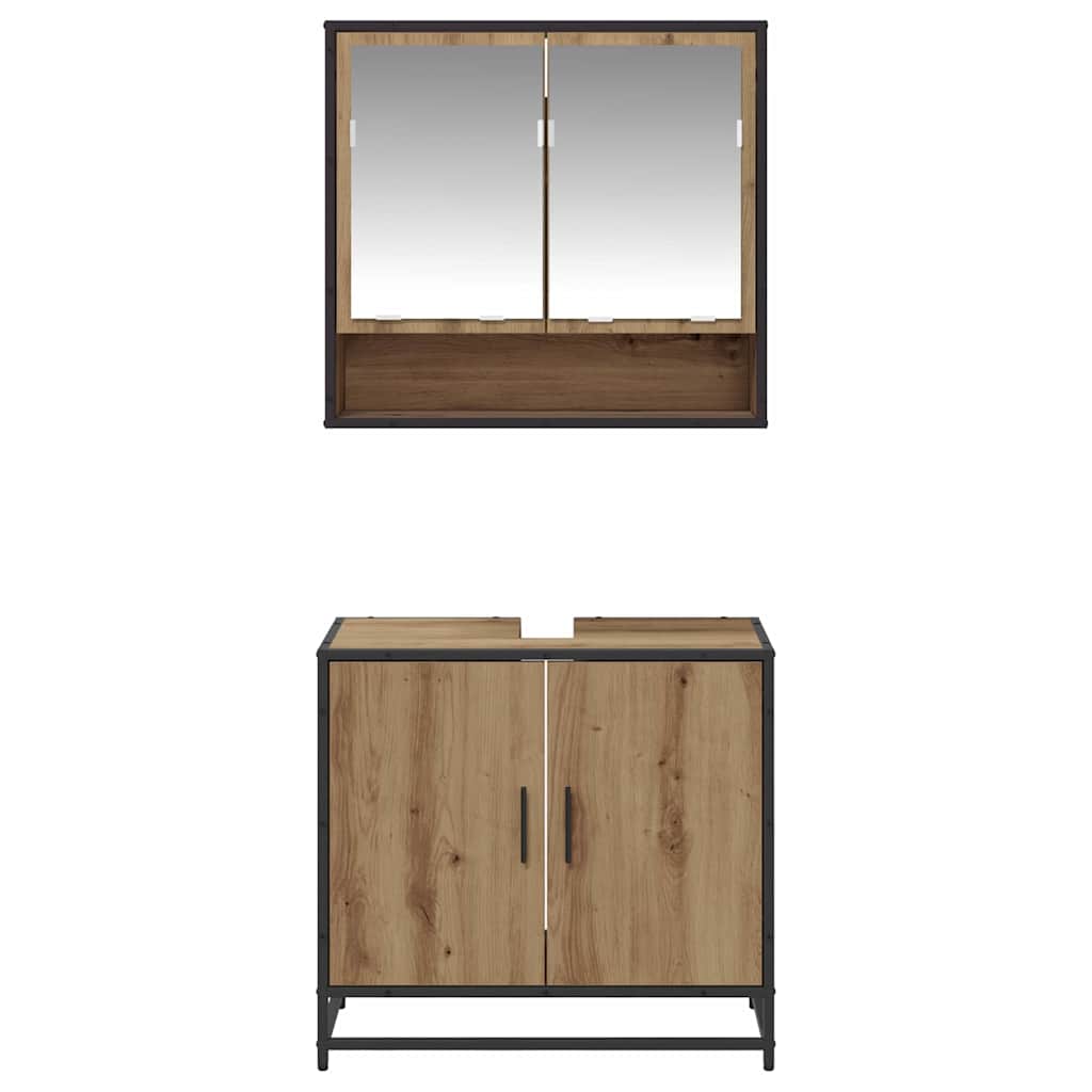Set di mobili per il bagno con porta 2 pcs Rovere artigianale 3402346